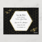 Honey Bee Black Gold Save the Date Postcard Briefkaart (Achterkant)
