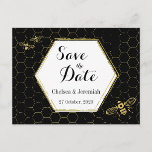 Honey Bee Black Gold Save the Date Postcard Briefkaart