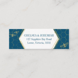 Honey Bee Blauwgroen Gold Pattern Custom Address C Mini Visitekaartje