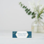 Honey Bee Blauwgroen Gold Pattern Custom Address C Mini Visitekaartje (Staand voorkant)