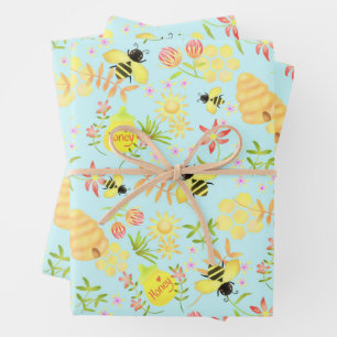 Honey Bee Blue Inpakpapier Vel