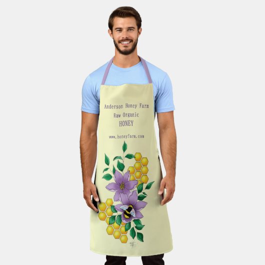 Honey Bee Boerderij gele lavendel Schort (Gedragen)