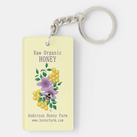 Honey Bee Boerderij gele lavendel Sleutelhanger (achterkant)