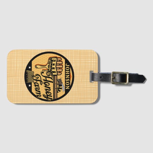 Honey Bee Boerderij Gepersonaliseerde NAAM Sweet B Bagagelabel (Voorkant (horizontaal))