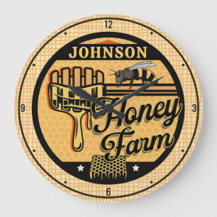 Honey Bee Boerderij Gepersonaliseerde NAAM Sweet B Grote Klok