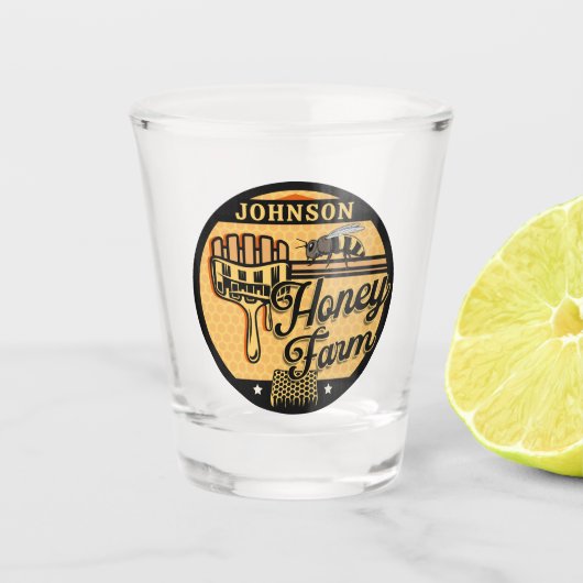 Honey Bee Boerderij Gepersonaliseerde NAAM Sweet B Shot Glas (Voorkant)