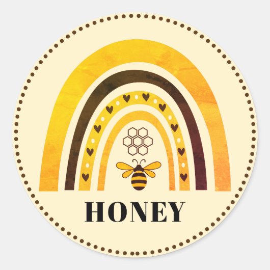 Honey Bee Boho Rainbow Honey Ronde Sticker (Voorkant)