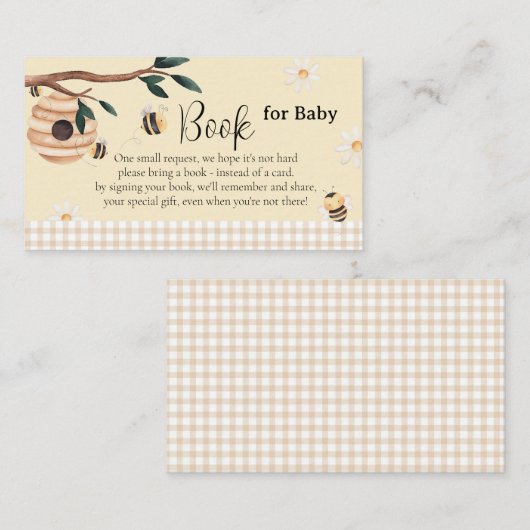 Honey Bee Book voor Baby Baby shower Informatiekaartje (Voorkant / Achterkant)