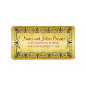 Honey Bee Border Faux Gold Leaf Adres Etiket (Voorkant)