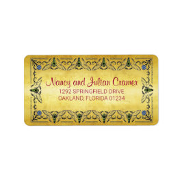 Honey Bee Border Faux Gold Leaf Adres Etiket