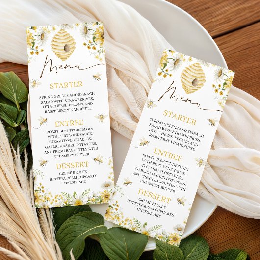 Honey Bee Botanical Floral Shower Menu