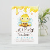 Honey Bee Boy verjaardagsfeestje uitnodiging (Staand voorkant)
