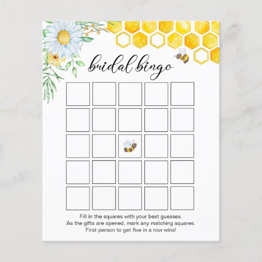 Honey bee bridal bingo game (Voorkant)