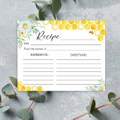 Honey bee bridal shower recipe card
