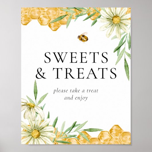 Honey Bee Bridal Shower Sweets & Treats Table Sign Poster (Voorkant)