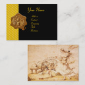 HONEY BEE BROWN WAX SEAL / Cupid the Honey Thief Visitekaartje (Voorkant / Achterkant)