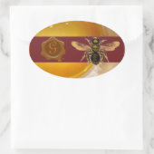 HONEY BEE BROWN WAX SEAL MONOGRAM, BEEKEEPER OVALE STICKER (Tas)