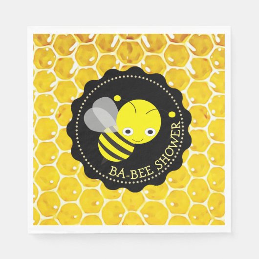 Honey Bee Bumblebee Thlee Babee Shower Napkins Servet (Voorkant)