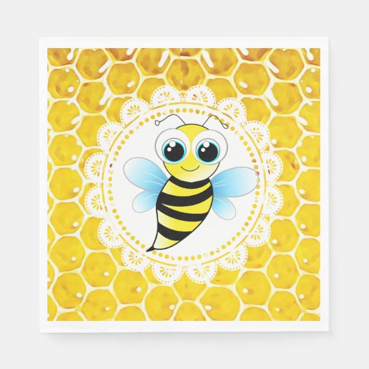 Honey Bee Bumblebee Thleed Baby shower Napkins Servet (Voorkant)