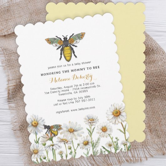 Honey Bee Bumblebee Wildflowers Baby shower Kaart