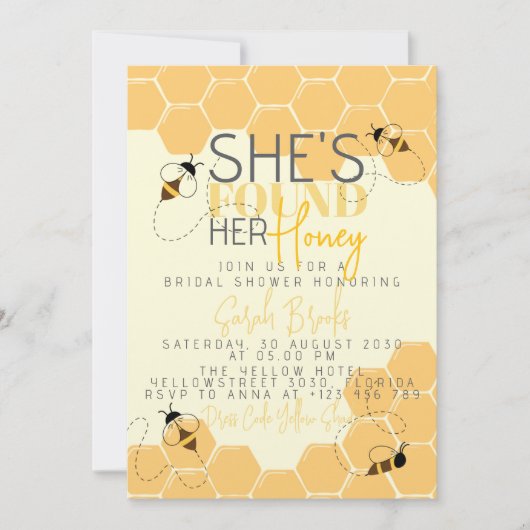Honey Bee Comb Bruids Douche Uitnodiging (Voorkant)