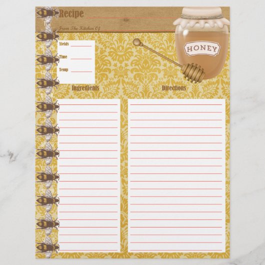 Honey Bee Cookbook Tussenvoegsel (Voorkant)