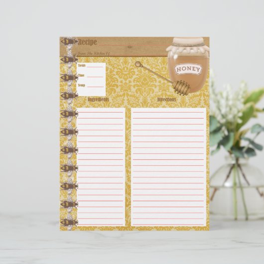 Honey Bee Cookbook Tussenvoegsel (Staand voorkant)