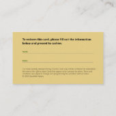 Honey Bee Counter Golden Amber Klantenkaartje (Achterkant)