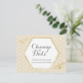 Honey Bee Cream Gold Change the Date Briefkaart (Staand voorkant)