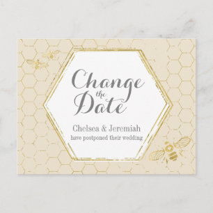 Honey Bee Cream Gold Change the Date Briefkaart