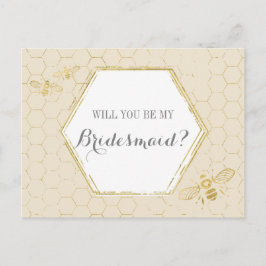 Honey Bee Cream Gold Custom Bridesmaid Voorstel Uitnodiging Briefkaart