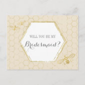 Honey Bee Cream Gold Custom Bridesmaid Voorstel Uitnodiging Briefkaart (Voorkant)