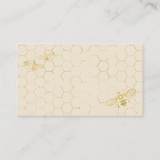 Honey Bee Cream Gold Custom Website Card Informatiekaartje (Achterkant)