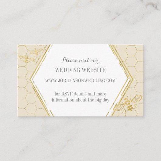 Honey Bee Cream Gold Custom Website Card Informatiekaartje (Voorkant)