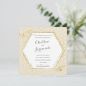 Honey Bee Cream Gold Custom Wedding Invitation Kaart (Staand voorkant)