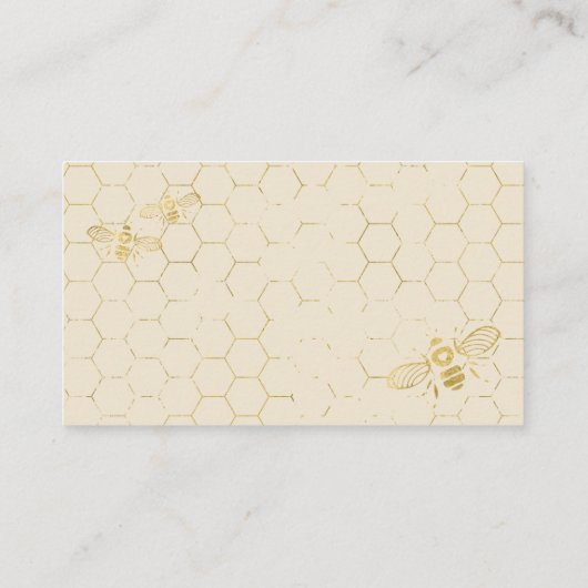 Honey Bee Cream Gold Gift Registry Card Informatiekaartje (Achterkant)