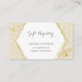 Honey Bee Cream Gold Gift Registry Card Informatiekaartje (Voorkant)