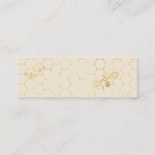 Honey Bee Cream Gold Pattern Custom RSVP Card Mini Visitekaartje (Achterkant)