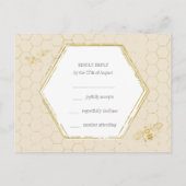 Honey Bee Cream Gold Pattern Custom RSVP Card Uitnodiging Briefkaart (Achterkant)