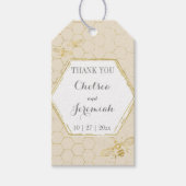 Honey Bee Cream Gold Pattern Hartelijk dank Cadeaulabel (Voorkant)