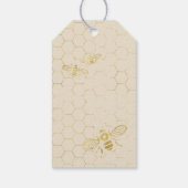 Honey Bee Cream Gold Pattern Hartelijk dank Cadeaulabel (Achterkant)