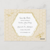 Honey Bee Cream Gold Photo Save the Date Briefkaar Briefkaart (Achterkant)