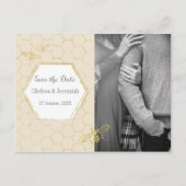 Honey Bee Cream Gold Photo Save the Date Briefkaar Briefkaart (Voorkant)