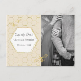 Honey Bee Cream Gold Photo Save the Date Briefkaar Briefkaart