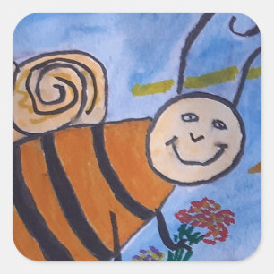 Honey Bee Cute Vierkante Sticker