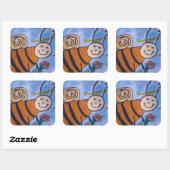 Honey Bee Cute Vierkante Sticker (Vel)