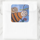 Honey Bee Cute Vierkante Sticker (Tas)
