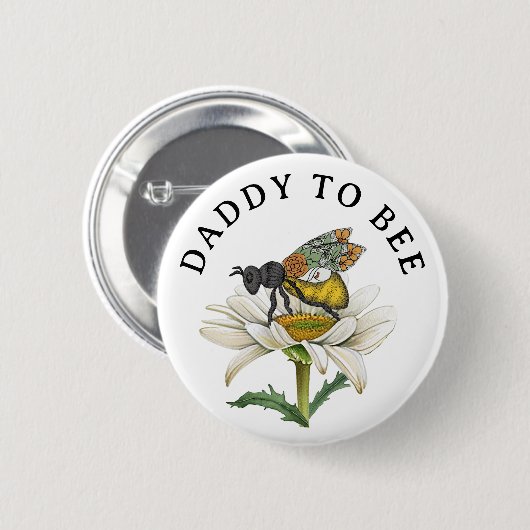 Honey Bee Daddy to Bee Baby shower Button | stunte (Voorkant /achterkant)