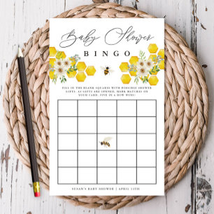 Honey Bee & Daisy Baby Bingo Papier Bingo Kaart