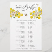 Honey Bee & Daisy Naam Die Baby Paper Game Kaart (Voorkant)